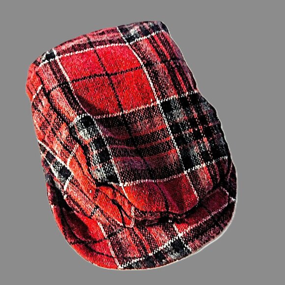 Gray Corduroy Paw Print Dog Jacket w/Plaid Cap ~ Gray Fur Lining ~ Size M ~ EUC! - Picture 12 of 13